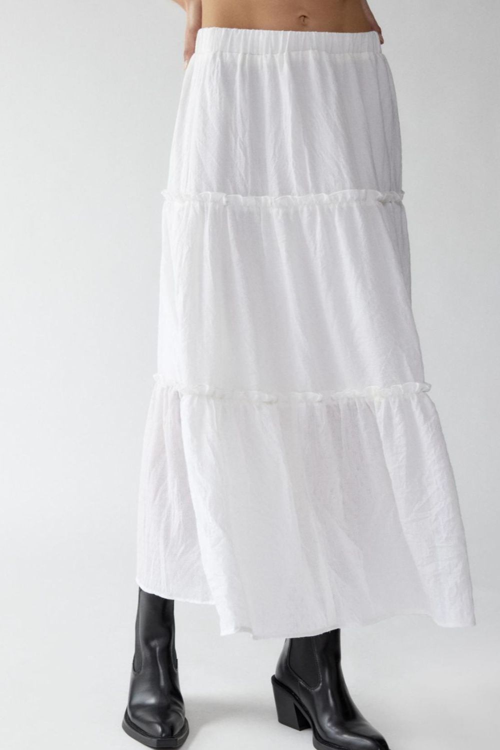 Frill Elastic Waist Skirt