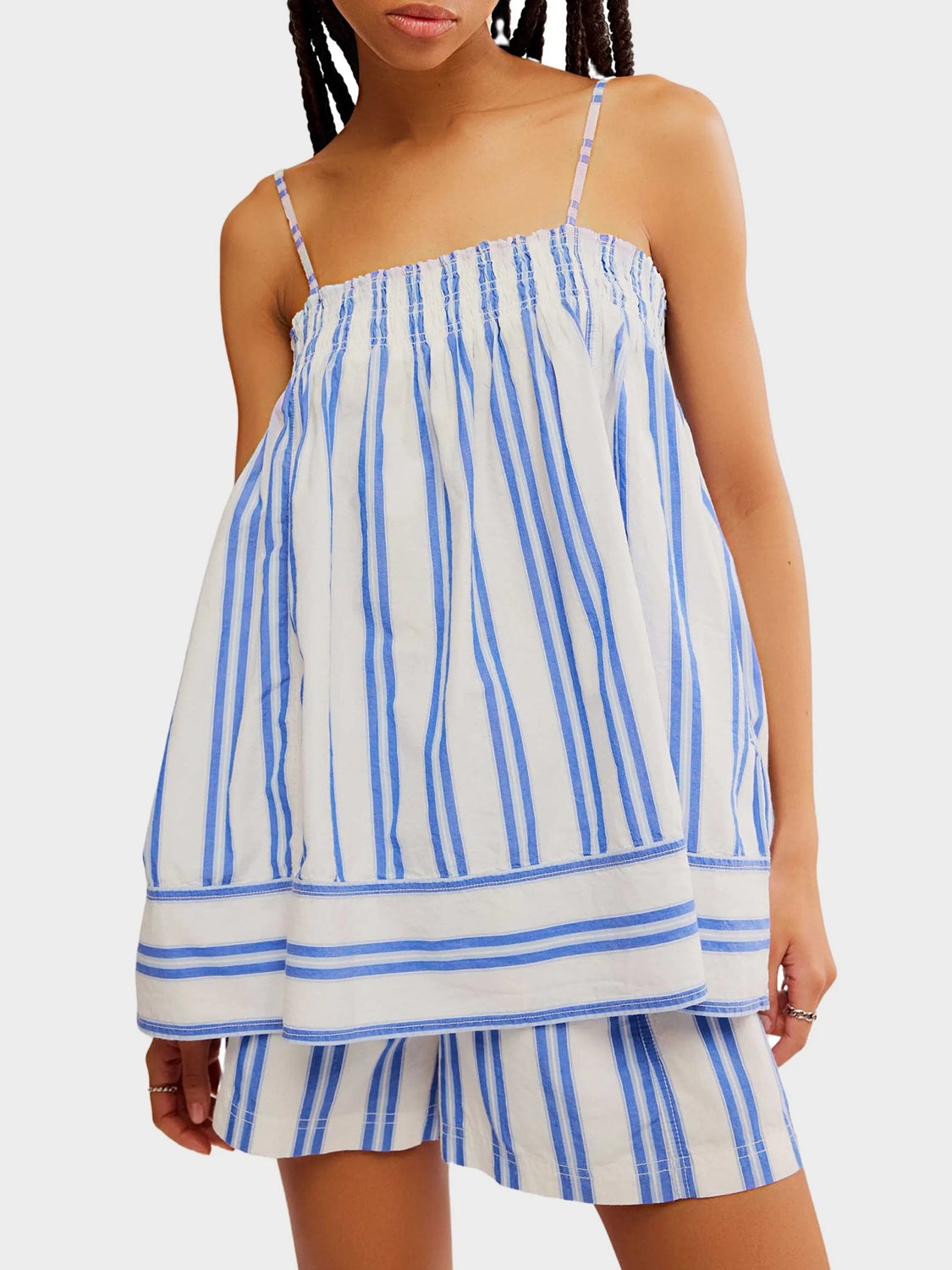Smocked Square Neck Cami and Shorts Set - felvior