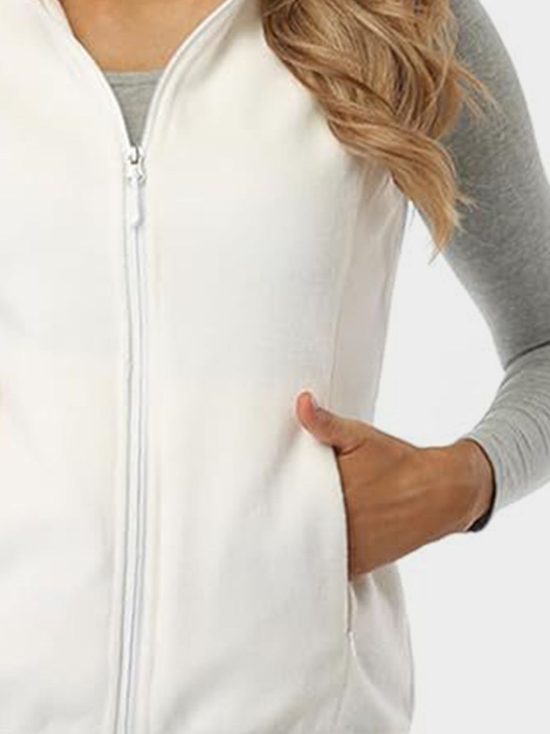 Zip Up Turtleneck Vest with Pockets - felvior