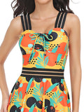 Ruched Printed Sweetheart Neck Two-Piece Swim Set - felvior