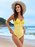 Lace Detail Crisscross Back One-Piece Swimwear - felvior
