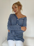 Pocketed V-Neck Button Up Cardigan - felvior