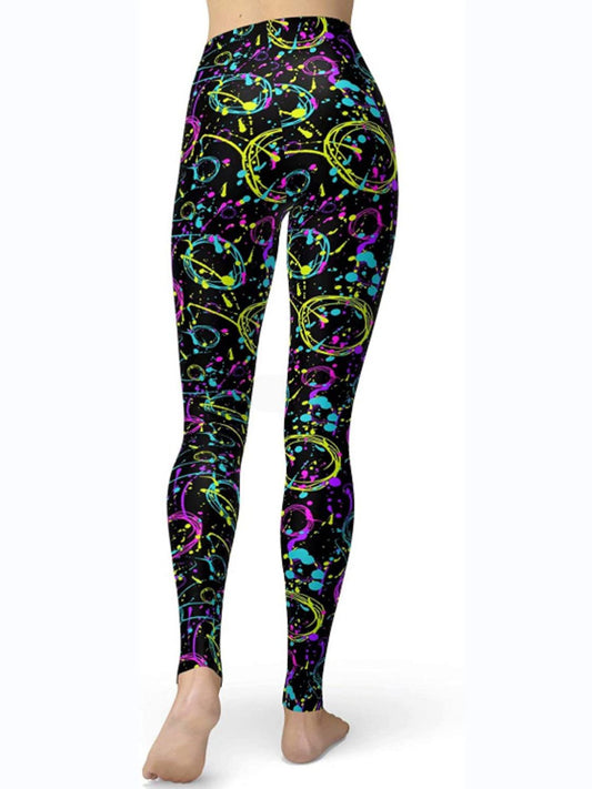 Abstract Print High Waist Active Leggings - felvior