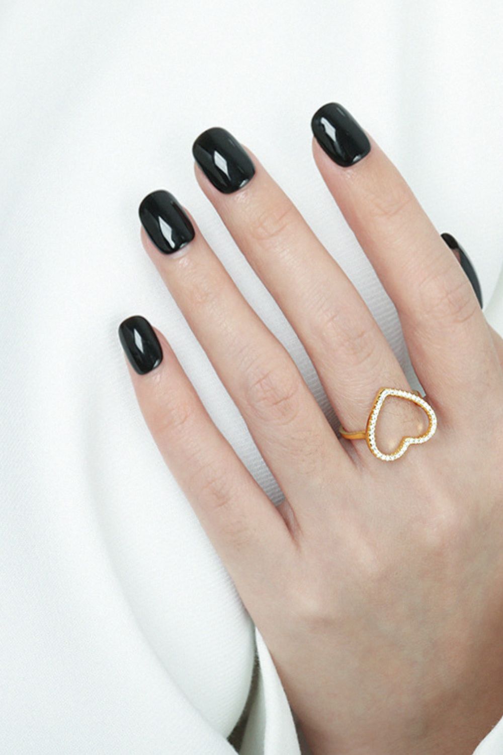 925 Sterling Silver Inlaid Zircon Heart Ring - felvior
