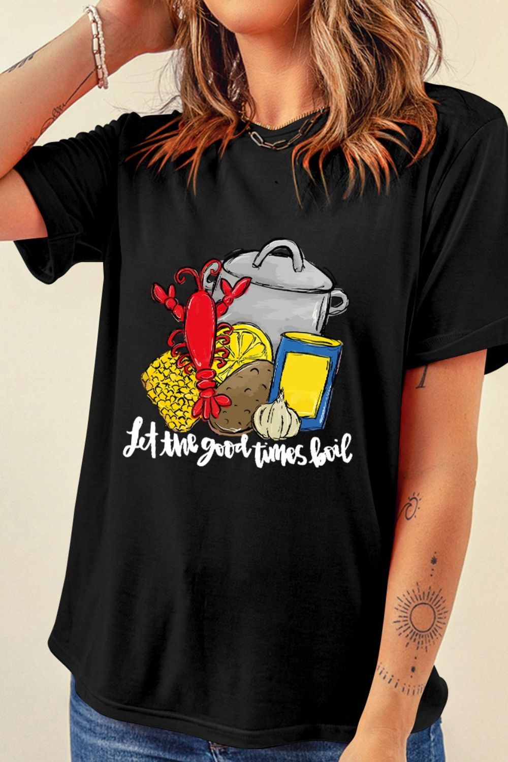 Graphic Round Neck Short Sleeve T-Shirt