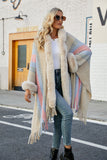 Color Block Fringe Detail Poncho - felvior