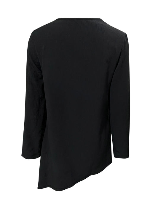 Asymmetrical Neck Long Sleeve Blouse - felvior