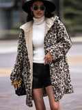 Shiny Leopard Print Hooded Teddy Coat - felvior