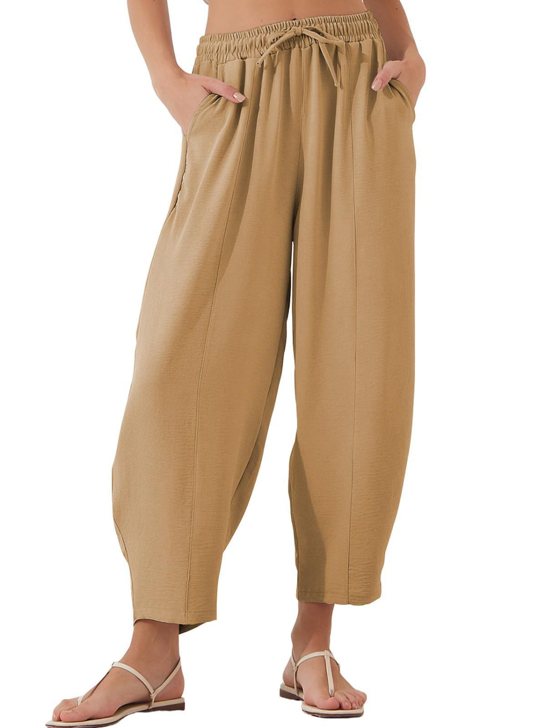 Full Size Drawtising Cropped Jogger Pants Plus Size - felvior