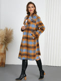 Tied Plaid Collared Neck Coat - felvior