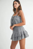 MABLE Gingham Plaid Crop Top and Mini Skirt Set - felvior