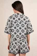 VERY J Plus Size Tropical Printed Shirt Top & Shorts Set