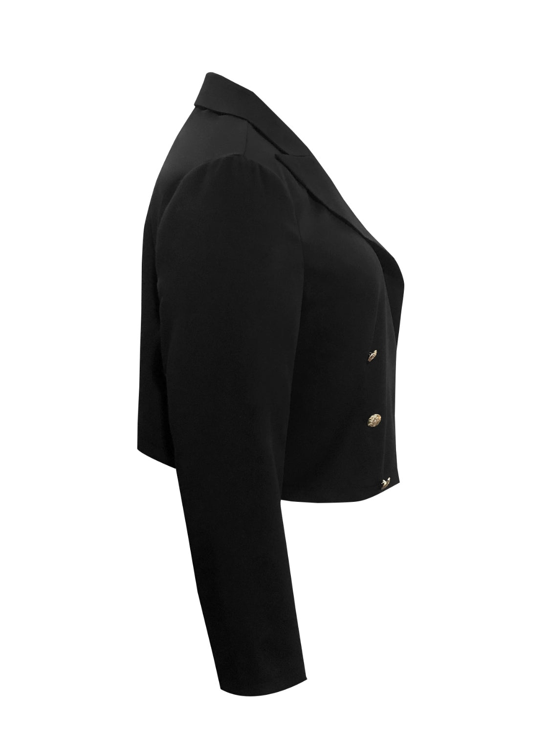 Plus Size Buttoned Lapel Collar Long Sleeve Blazer - felvior
