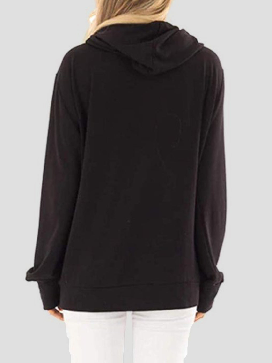 Drawstring Letter Graphic Long Sleeve Hoodie - felvior