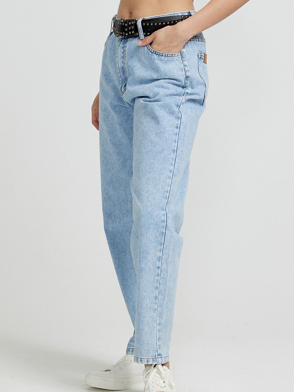 Pocketed Straight Leg Jeans - felvior