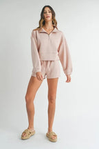 MABLE Half Zip Sweatshirt and Shorts Set