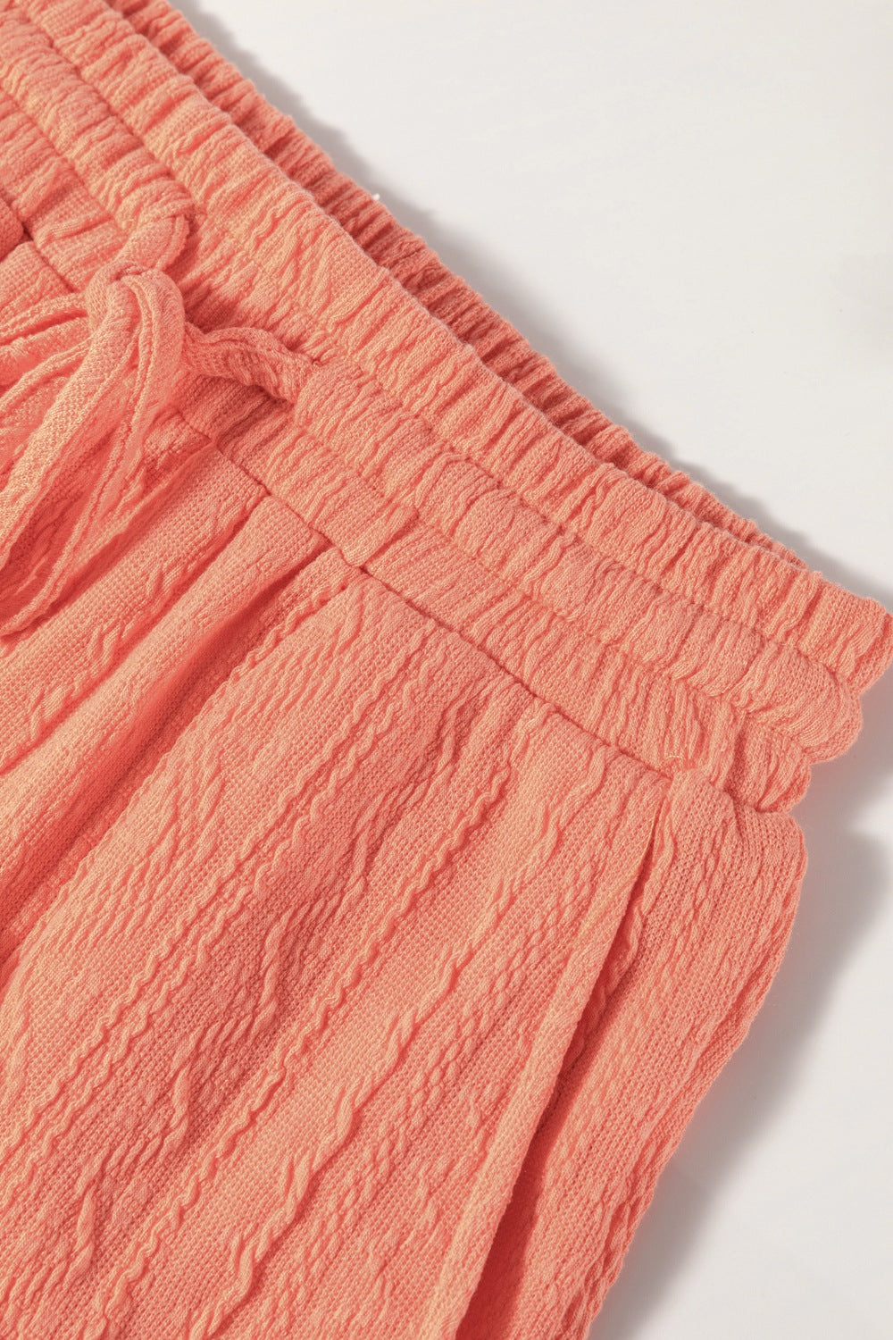 Texture Short Sleeve Top and Shorts Set