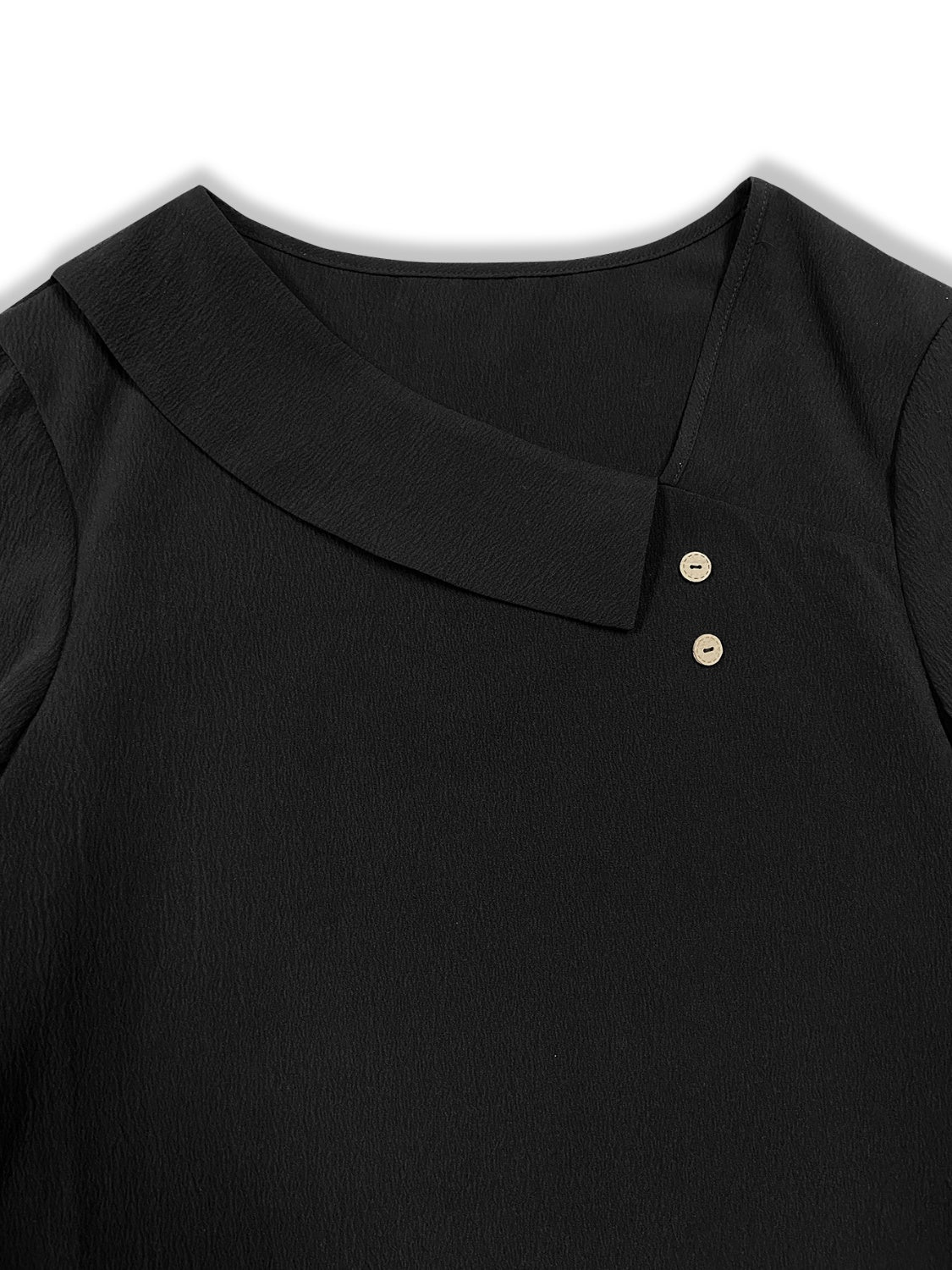 Asymmetrical Neck Long Sleeve Blouse - felvior