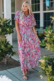 Multicolored V-Neck Maxi Dress - felvior