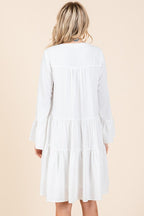 Mittoshop Tiered Notched Flare Sleeve Dress
