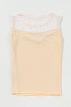 Mesh Patchwork Crew Neck Tank