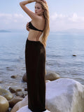 Backless Halter Neck Cover-Up Dress - felvior
