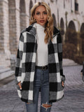Plaid Collared Neck Coat with Pockets - felvior