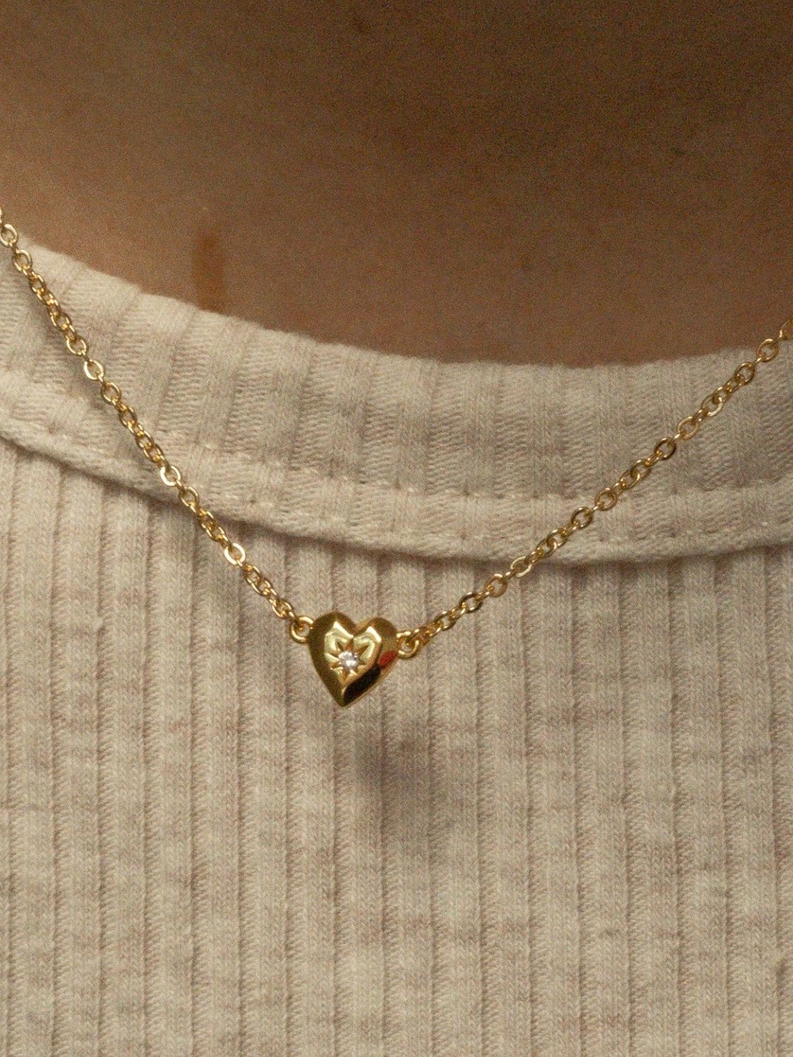 Zircon Heart Pendant Necklace - felvior