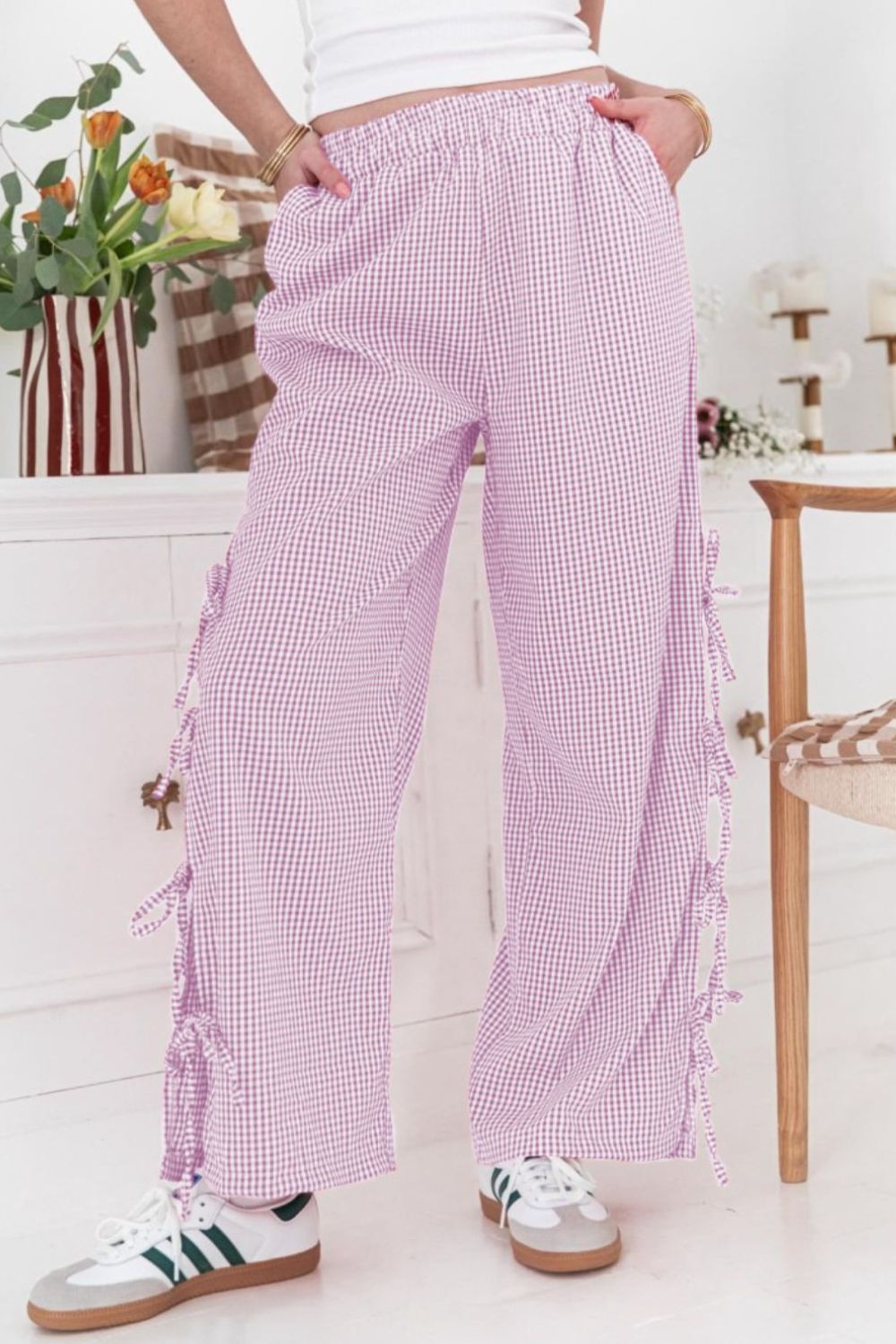Side Tied Pants with Pockets - felvior