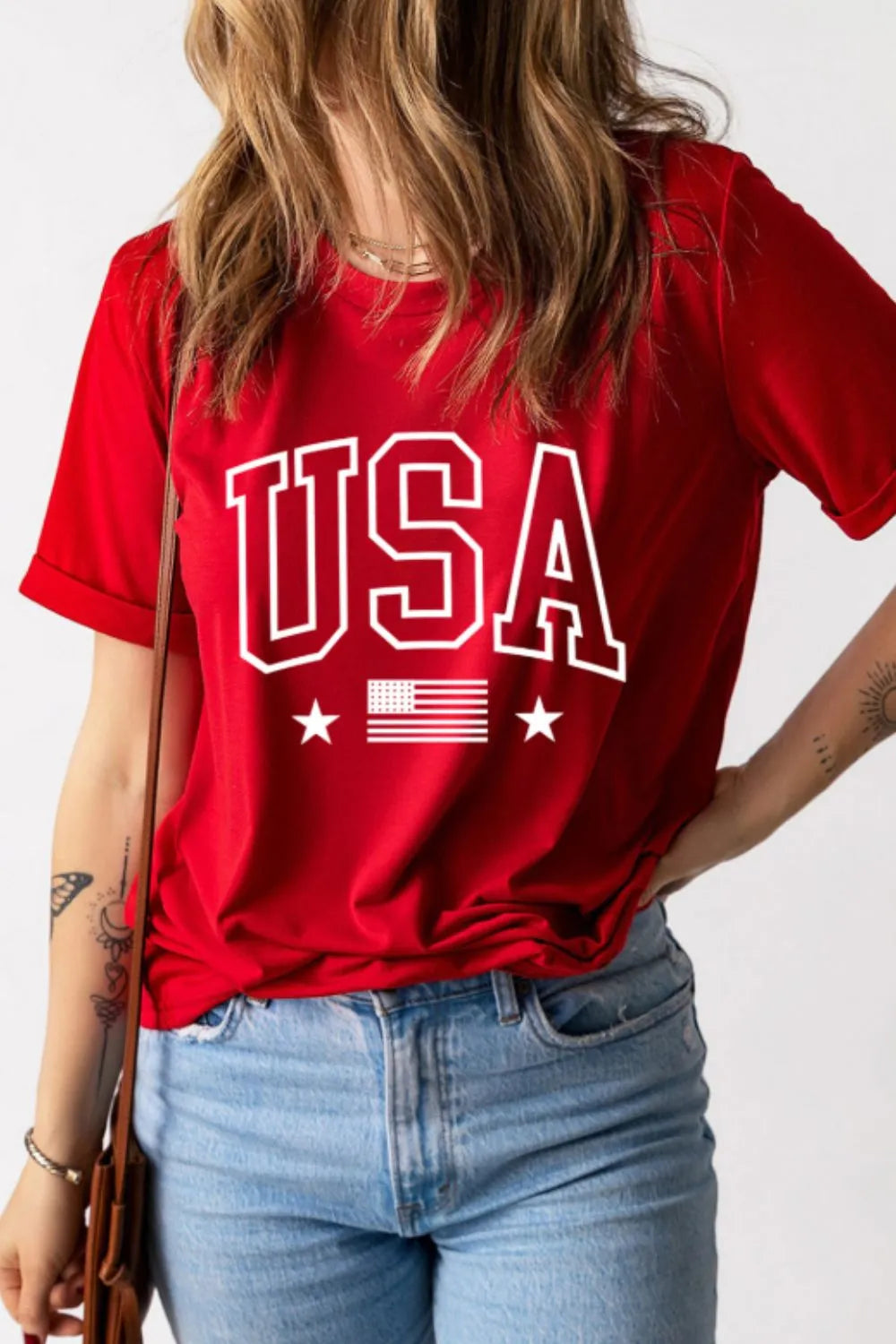 USA American Flag Crewneck T Shirt Image principale du produit