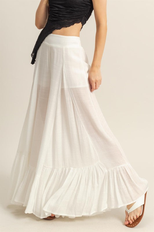 HYFVE High-Waist Ruffle Flared Wide Leg Pants - felvior