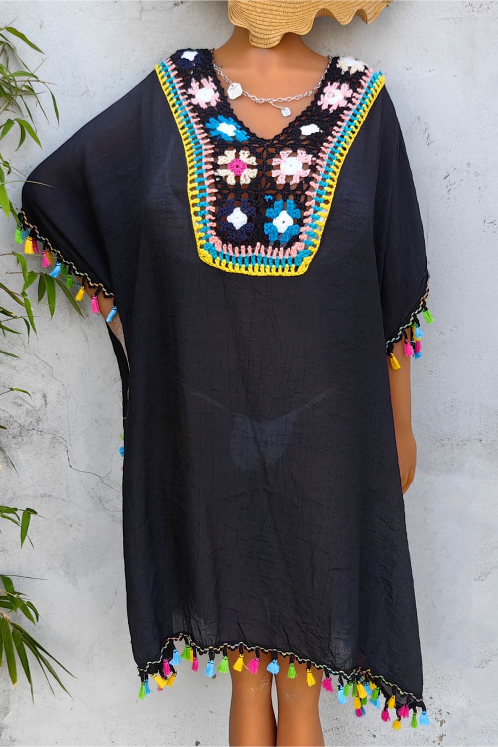 Tassel Detail Embroidery Dress - felvior