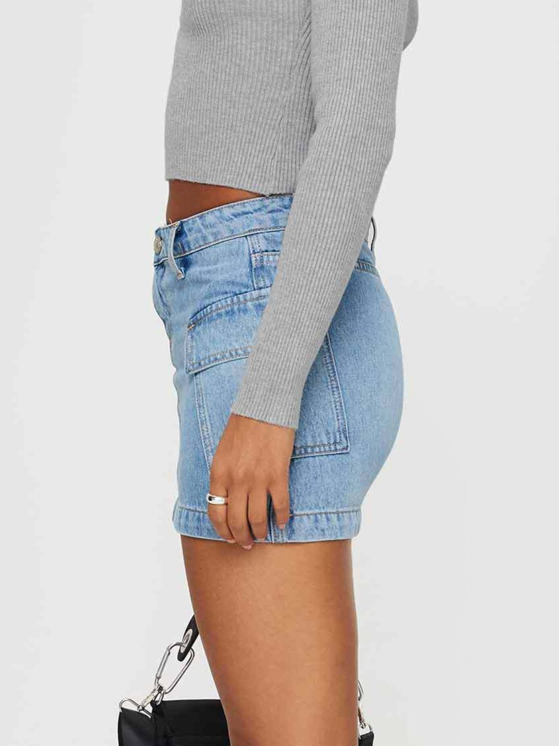 Mini Cargo Denim Skirt with Pockets - felvior