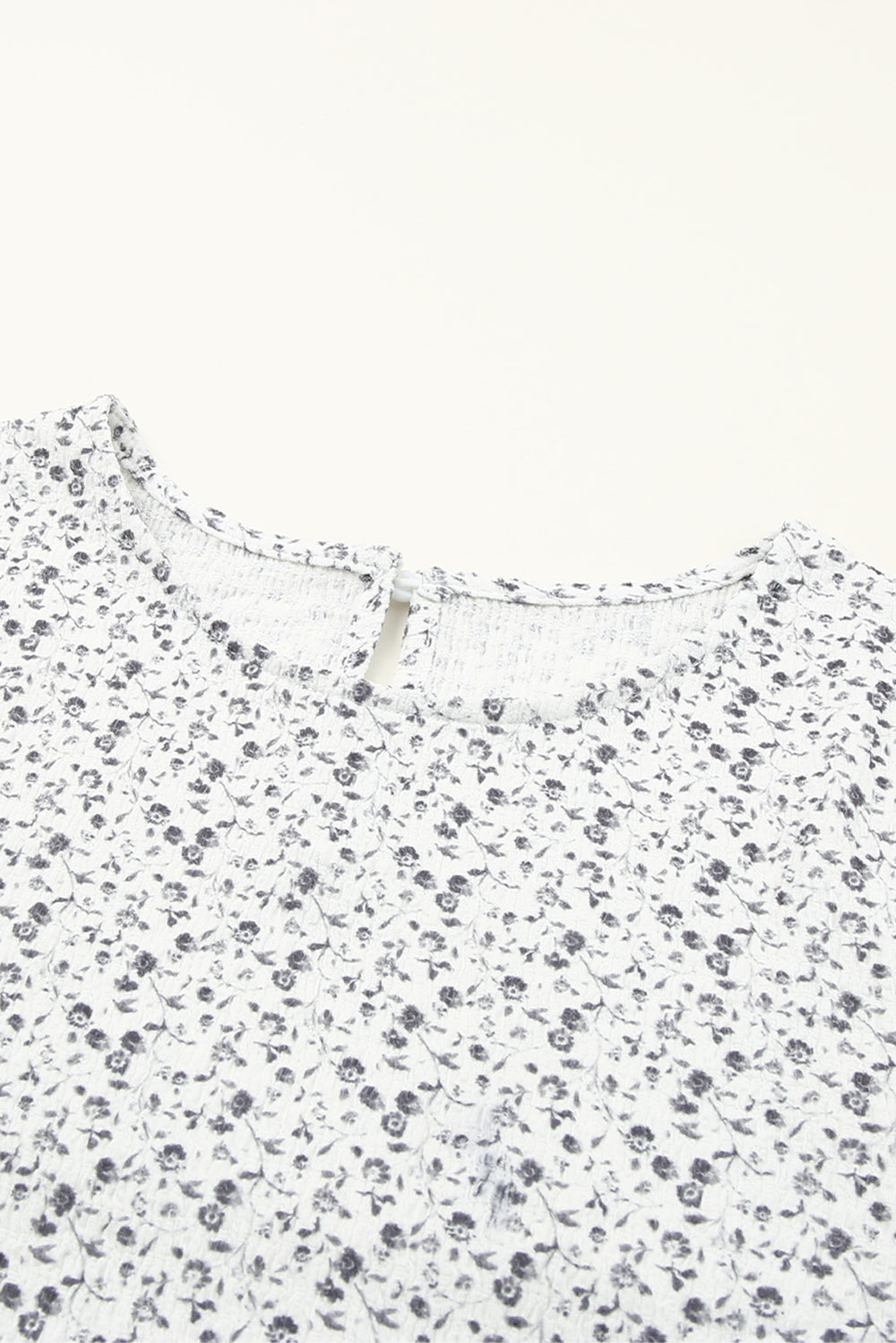 Printed Round Neck Flounce Sleeve Blouse