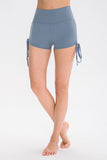 Drawstring Wide Waistband Side Tie Sports Shorts - felvior