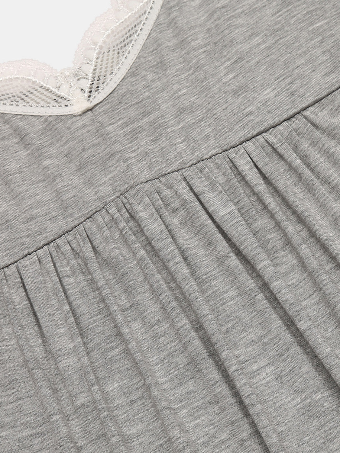 Lace Detail V-Neck Lounge Dress - felvior