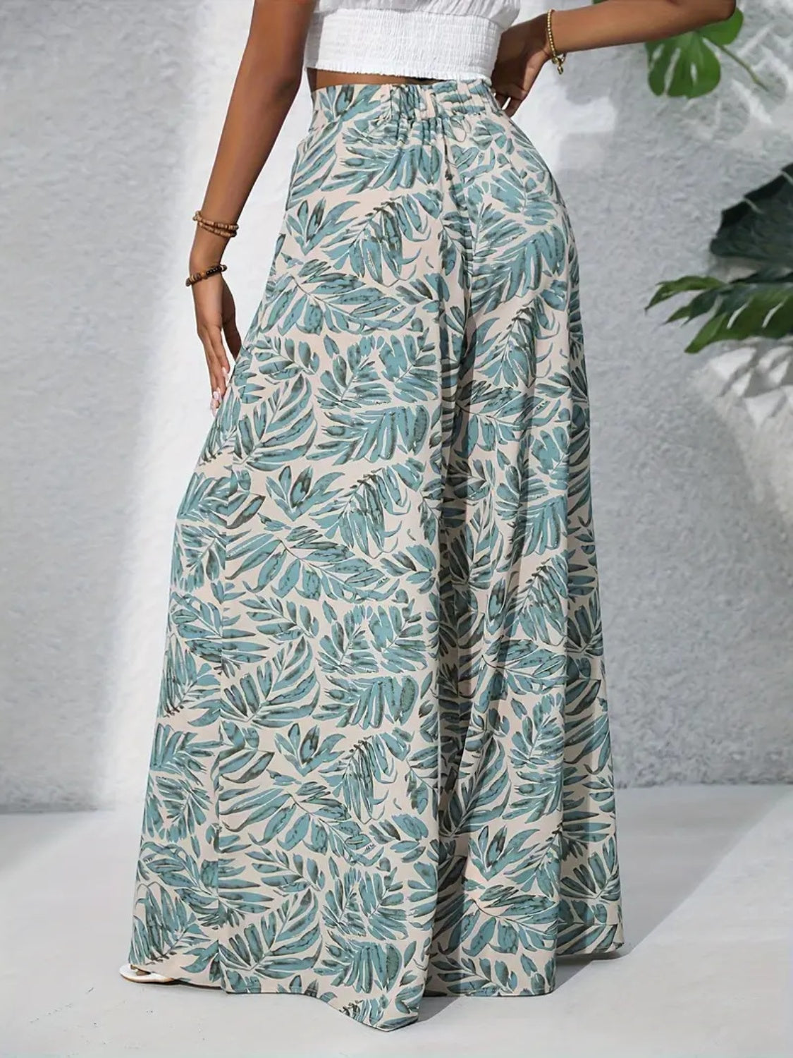 Printed High Waist Wide Leg Pants - felvior