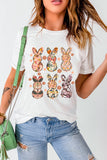 Floral Bunny Graphic Crewneck Short Sleeve T-Shirt