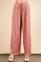 VERY J Solid Woven Top & Pants Set