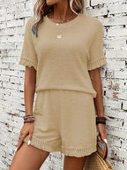 Tassel Round Neck Top and Shorts Set