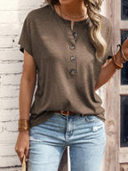 Half Button Short Sleeve Top