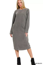 Zenana Soft Fleece Pigment Dye Sweatshirts Dress