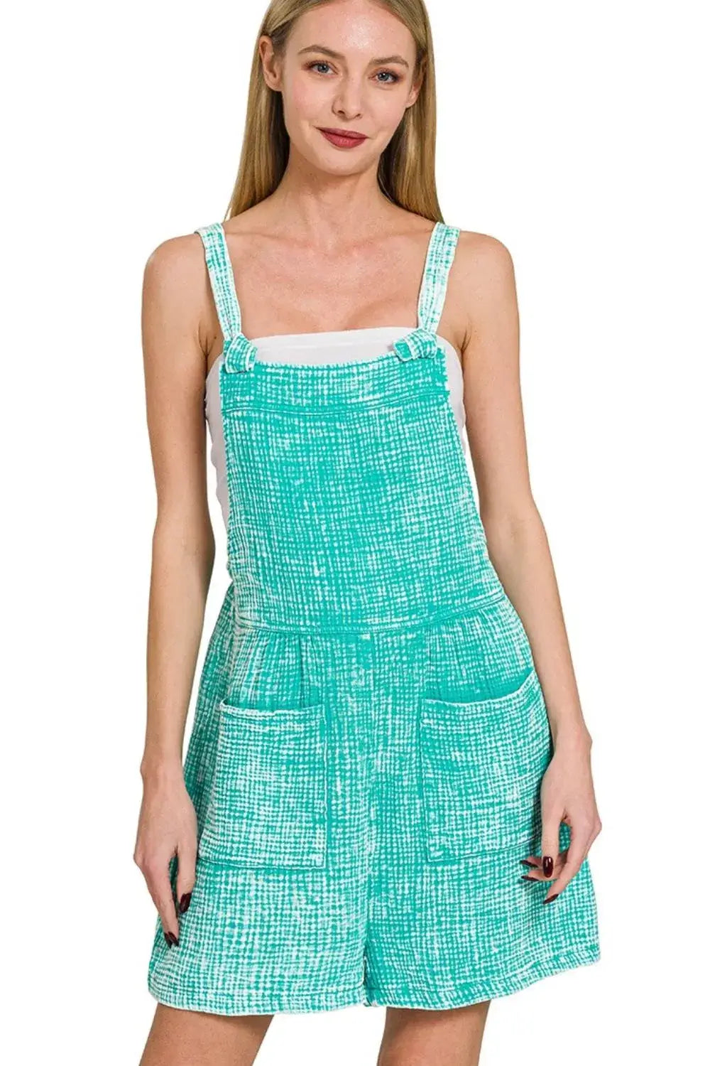 Zenana Woven Double Gauze Acid Washed Romper Hauptbild