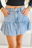 Bubble Hem Denim Mini Skirt