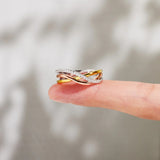 Crisscross Gold-Plated 925 Sterling Silver Ring - felvior