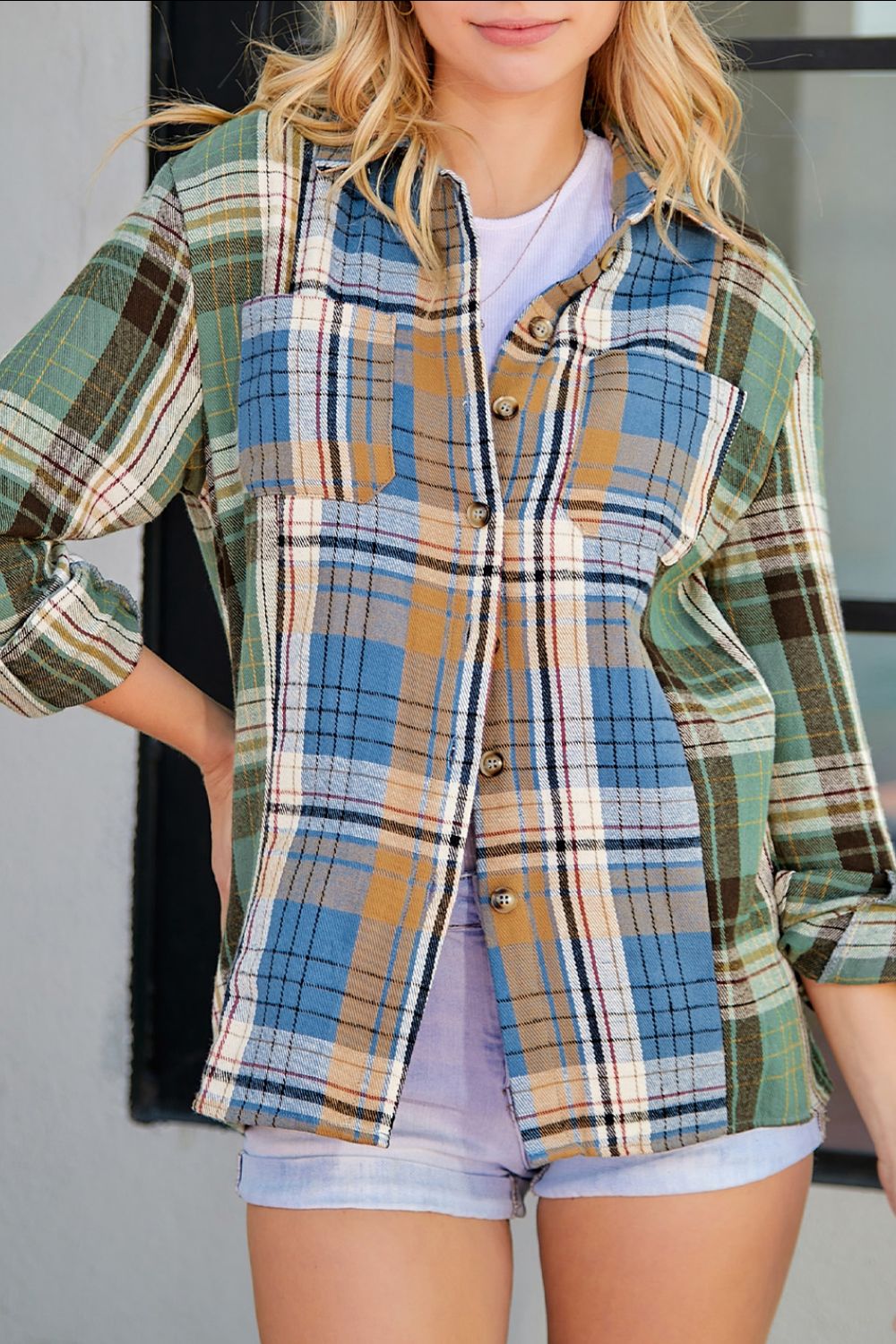 Plaid Button Up Long Sleeve Shirt - felvior