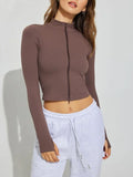 Zip Up Long Sleeve Active Outerwear - felvior