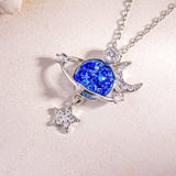 Starry Sky Inlaid Zircon Moon Star Necklace - felvior
