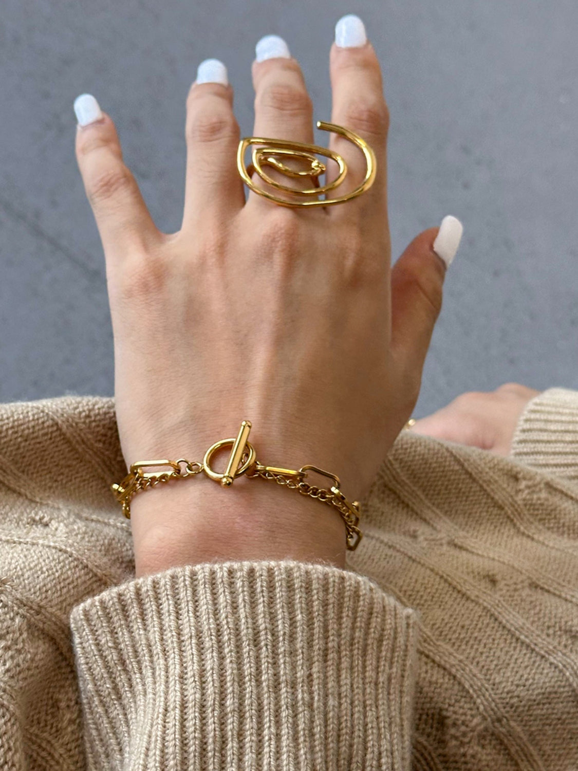 18K Gold-Plated Stainless Steel Chain Bracelet - felvior