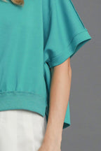 Umgee Full Size Lightweight Cropped Sweatshirt Plus Size